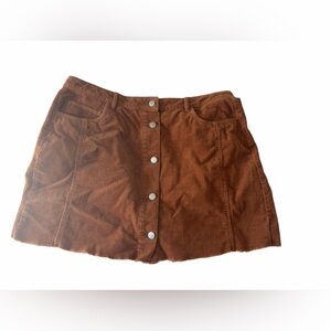 Denim Co. Rust Corduroy Mini Skirt | Button Front | US 14